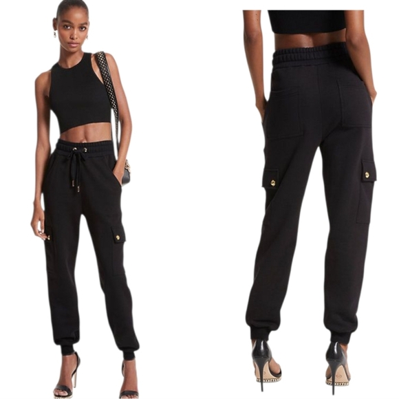 Pants - NWT Michael Kors NWT Black Cargo Pants High Waist Relaxed Jogger L